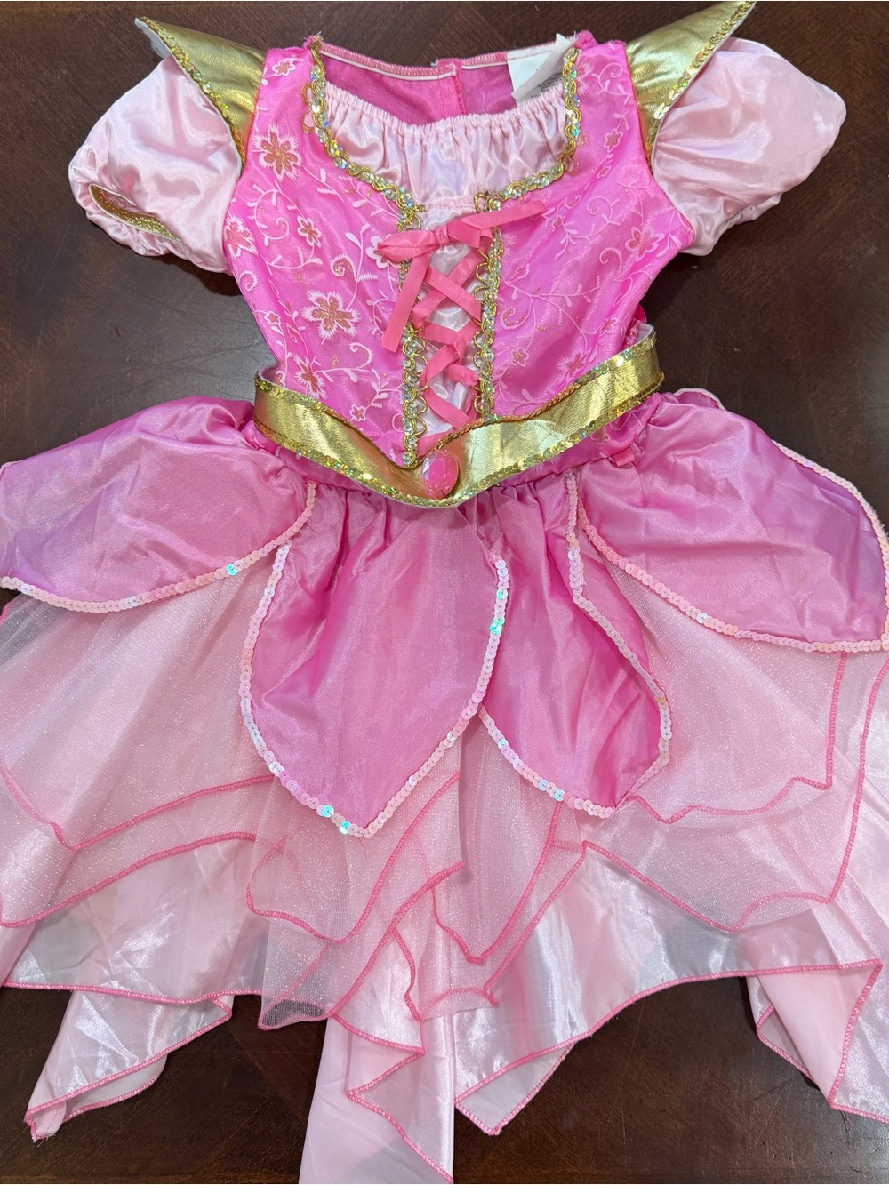 Pink Princess Floral Tulle with Glitter Kids Costume Dress Sz 3-4